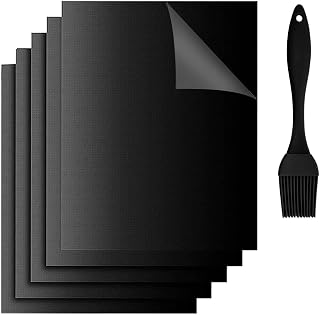 BBQ Grill Mat, 5 Pack Nonstick Grill Baking Mat, (40x13x0.3cm) | Reusable Heat-Resistant Barbecue Mats for Charcoal Electric and Gas Grill Teflon Grill Mat Grill Foil Grill Accessories