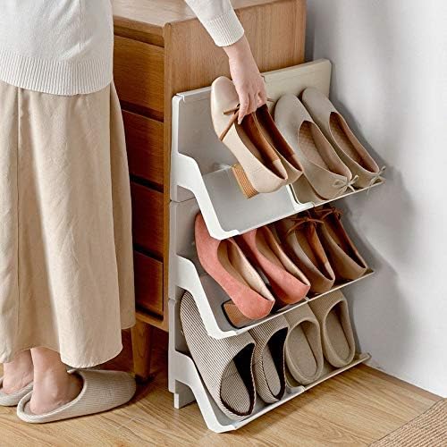Combinable Multi-Storey Shoe Racks Superimposed Three-Dimensional Living Room Door Cabinet Plastic Shoes Storage Hangers (Color : D) (Argento)
