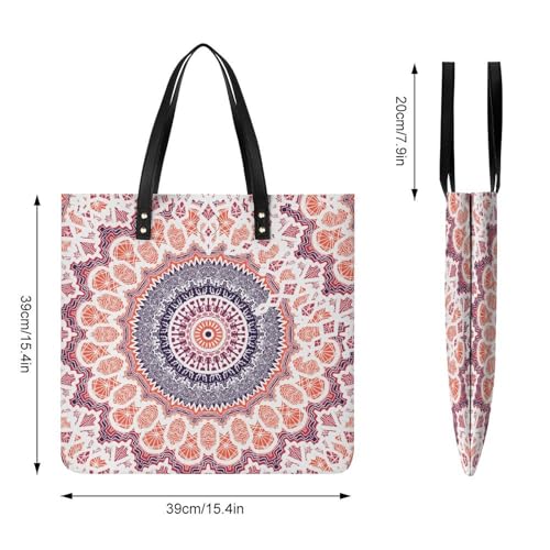 Sac à main Mandala Orange pour femme | Finitions soignées et grand format - 4