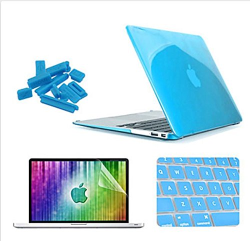 XIE@ Enkay Case for Macbook Air 13" Solid Color Plastic Material 4 in 1 Crystal Hard Protective Case + Screen Protector + Keyboard Film + Anti-dust Plugs , light blue , 12mm