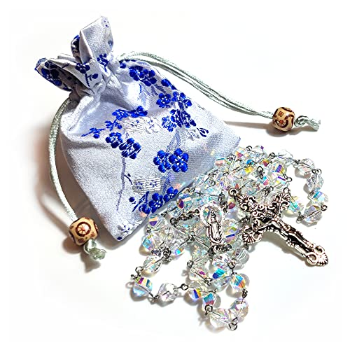 GeekTenet Rosário de contas de terço corte rotativo altamente refrativo losango cristal artificial r