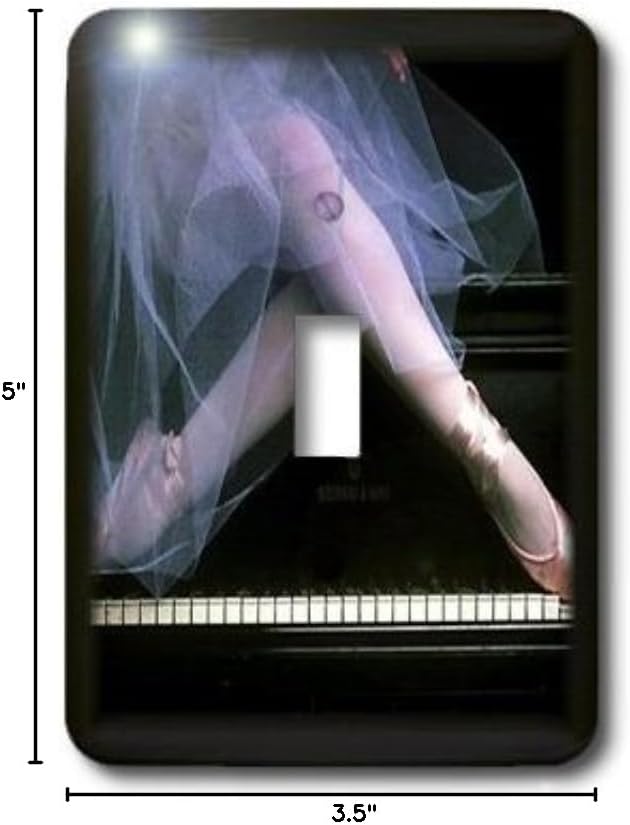 3dRose lsp_41648_1 Pink Ballerina On Black Piano Single Toggle Switch