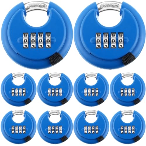 Maitys 10 Pack 4 Digit Combination Lock, Blue