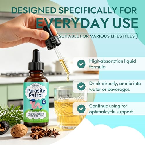 Image of Ellora Gut Cleanse Drops, Herbal Digestive Wellness Liquid Formula, 1 Fl Oz | Made with black walnut hull, wormwood, clove and pumpkin seed extract for a simple daily botanical supplement routine.