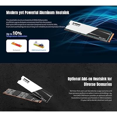 KLEVV CRAS C910 500GB M.2 2280 NVMe PCIe Gen4x4 Laptop & Desktop Internal SSD Heatsink Included, up to 5000MB/s (K500GM2SP0-C91)