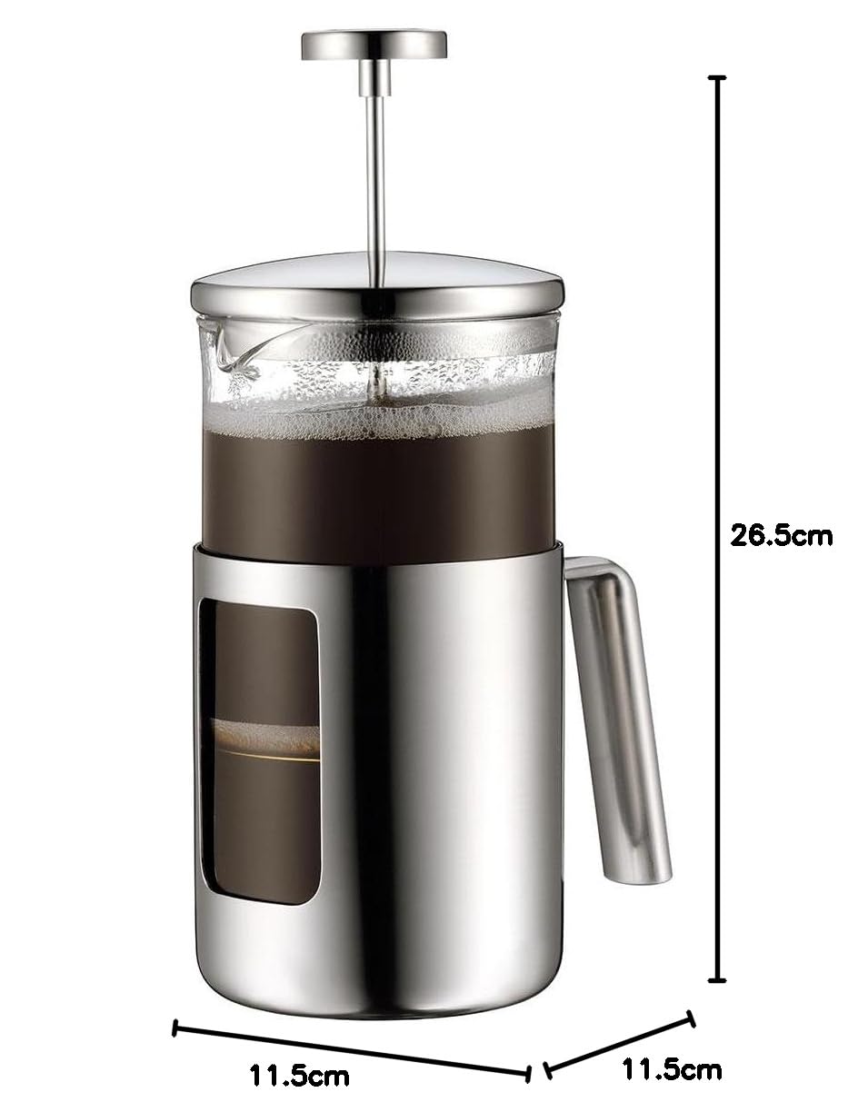 WMF Kult Coffeepress 1l, French Press, Kaffeebereiter für 6 Tassen, Glas, Cromargan Edelstahl mattiert, spülmaschinengeeignet
