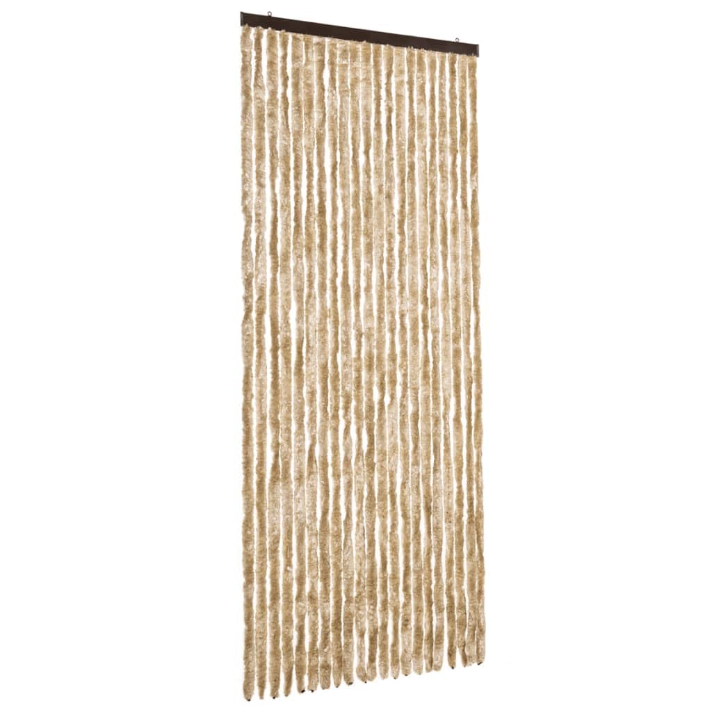 vidaXL Insect Curtain Removable Mosquito Fly Bug Door Net Guard Protection Screen Mesh Blind Pelmet Beige 90x220cm Chenille