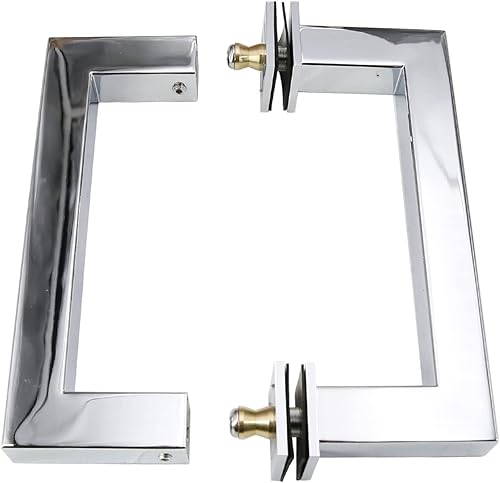 Miniatura 4 de Tirador tubular de acero inoxidable de grado 304 para puerta de ducha (6 pulgadas, cuadrado, acabado cromado espejo SSSP152M)