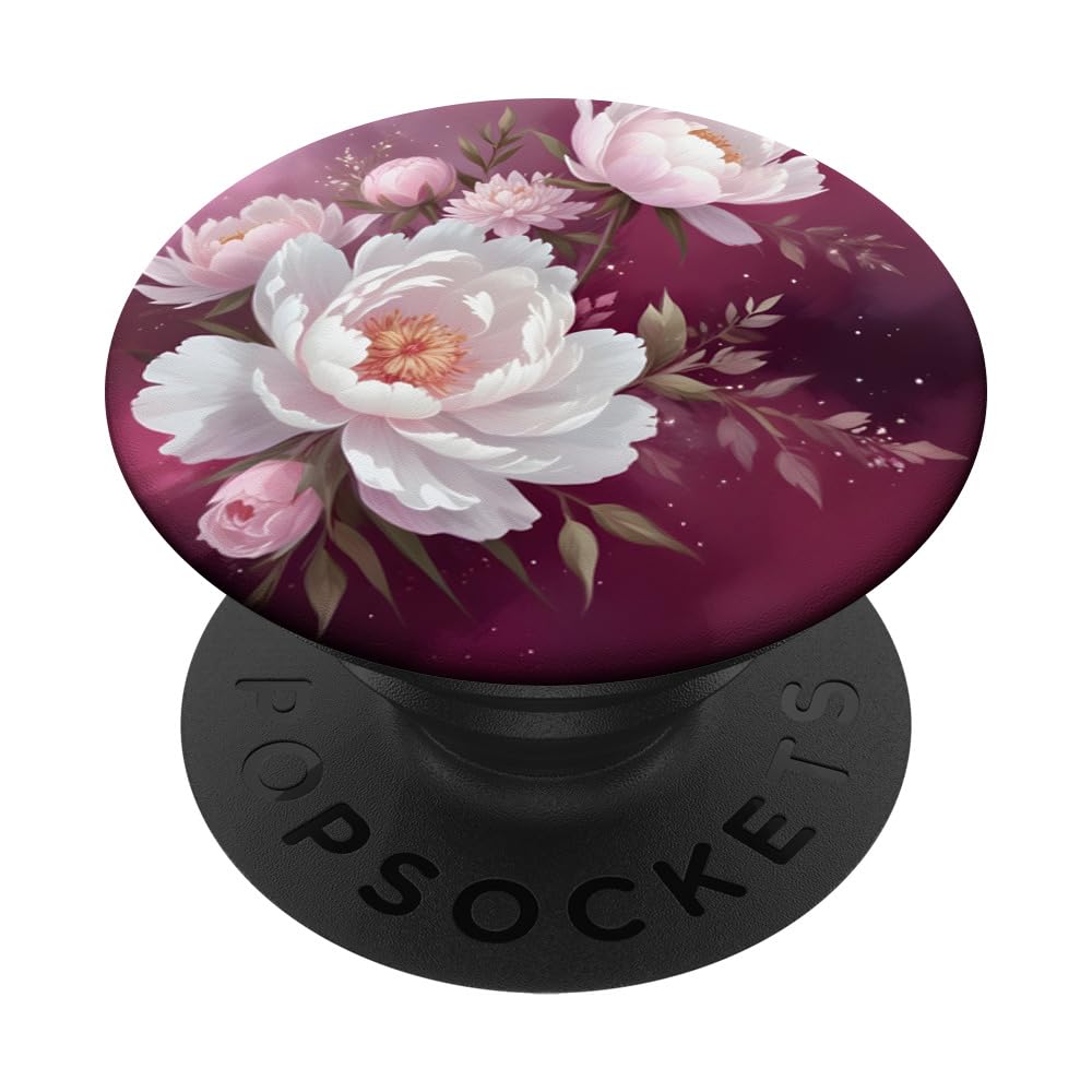 Royal Purple White Flowers PopSockets Adhesive PopGrip