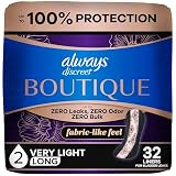 Always Discreet Boutique Adult Incontinence Bladder Leak Panty Liners for Women, Very Light Absorbency, Long Length, Up to 100% Bladder Leak Protection, 32 Count