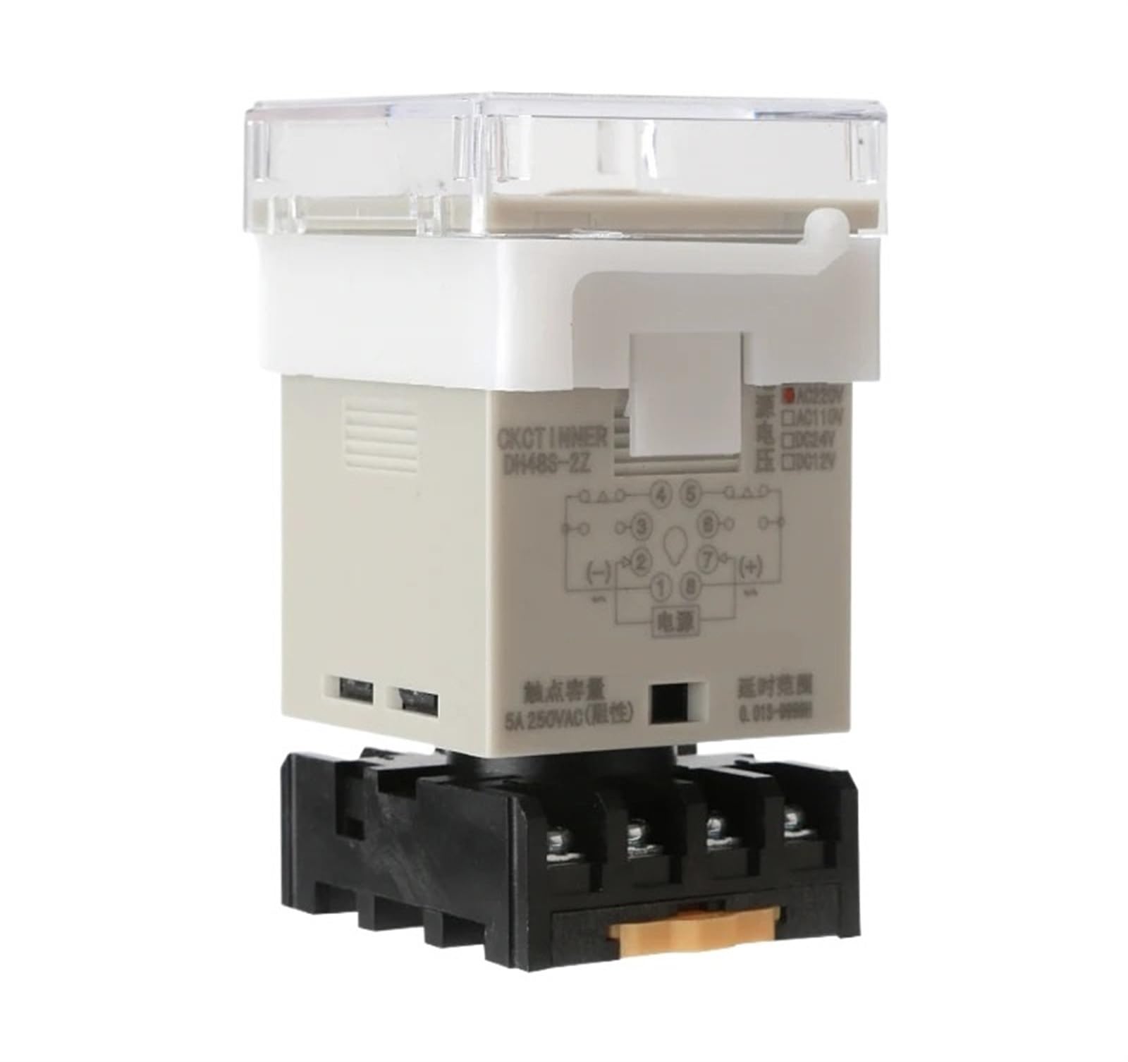 Relais temporisé numérique DH48S-1Z DC12V avec base de prise programmable