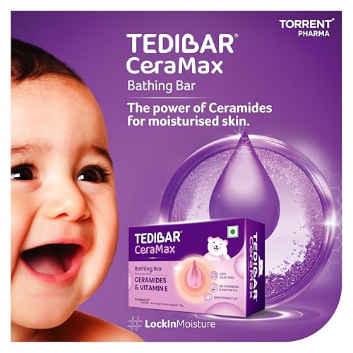 Image of Tedibar Ceramax Bathing Bar - 75g Enriched with Ceramides & Vitamin E |100% Soap Free| Skin friendly pH - By Torrent Pharma (Pack of 2)