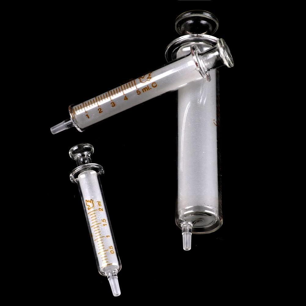 Jeringa de vidrio de 2ML, 5ML, 10ML, 20ML, inyector, dispensador de muestras con tinta, Medicina Química - (Color: Oro)