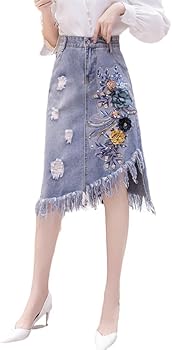 Amazon.com: GK-O Women Denim Skirt 3D Floral A Line