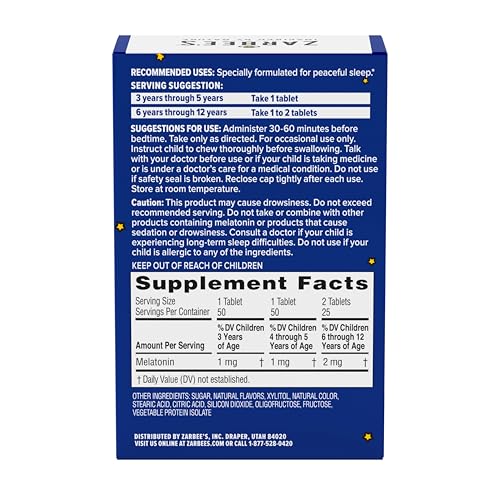Zarbee's Kids Melatonin Sleep Chewable Tablets, 1mg Melatonin, 50 ct - image 8