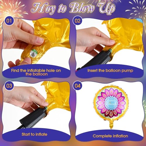 Image of AMFIN Happy Diwali Diya Shape 'Let's get lit' Foil Balloon, Multi - Pack of 5