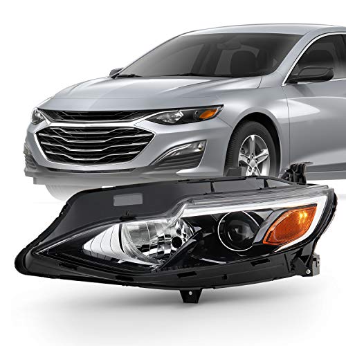 AKKON - Fits 2019-2021 Chevy Malibu [Halogen Type] Projector Chrome Headlights Driver Left Side Replacement 19 20