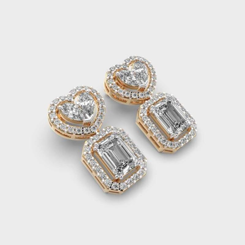 Orecchini pendenti in argento sterling 925 per tutti i giorni | Placcatura in oro n. Pietra: 90 | Dimensioni gemma: 0,08-0,89 mm | Peso: 2,69 crt | Forma: mista | 4,538 grammi | • Lusso • G_00282