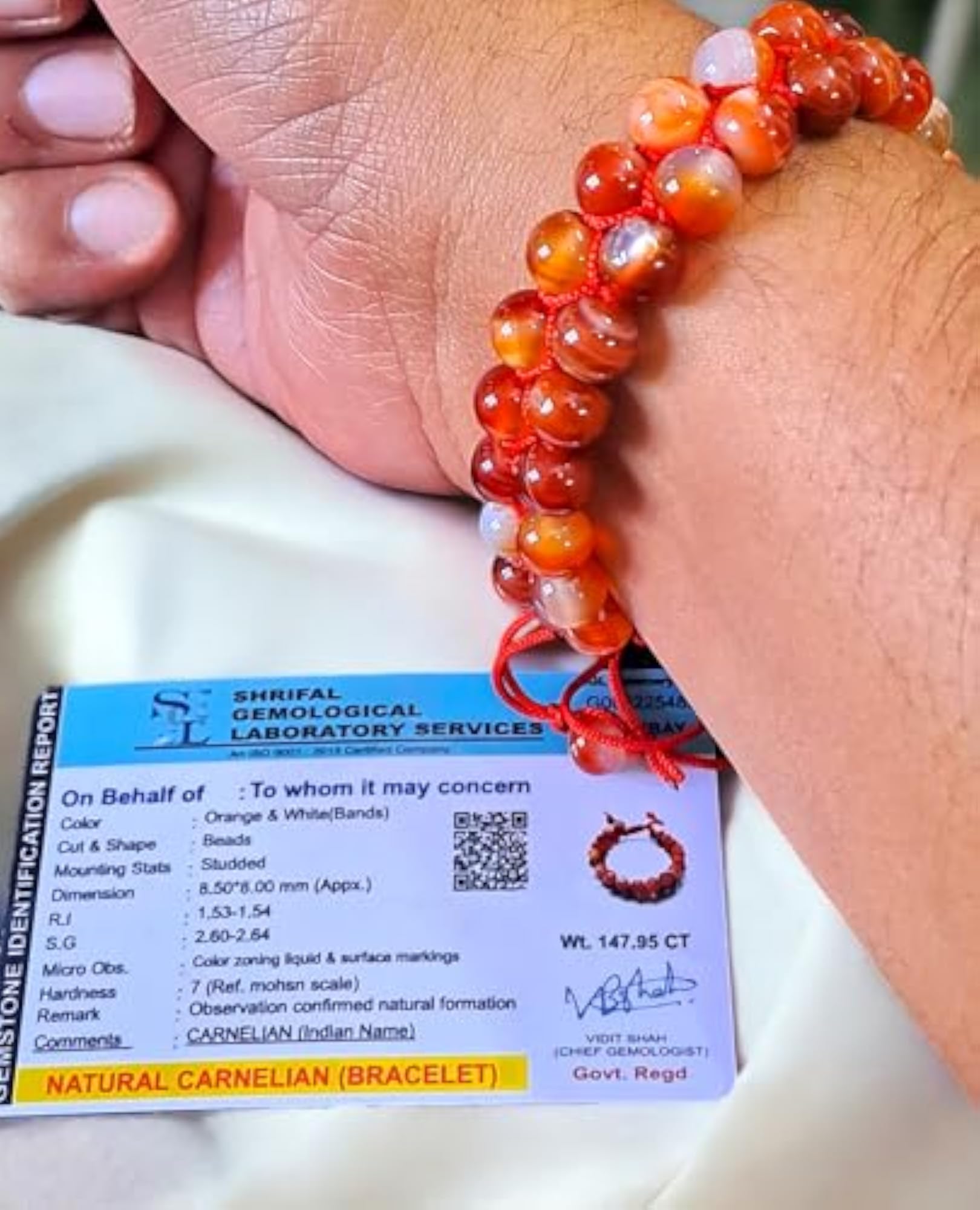 Natural Red Carnelian Double Layered Stone Bracelet, Reiki