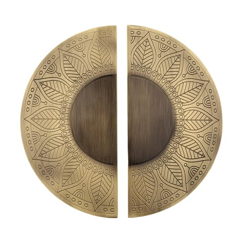Image of Mandala Main Door Handle Round Shape 8 inch Antique Finish, 2 pcs (Brass Antique)