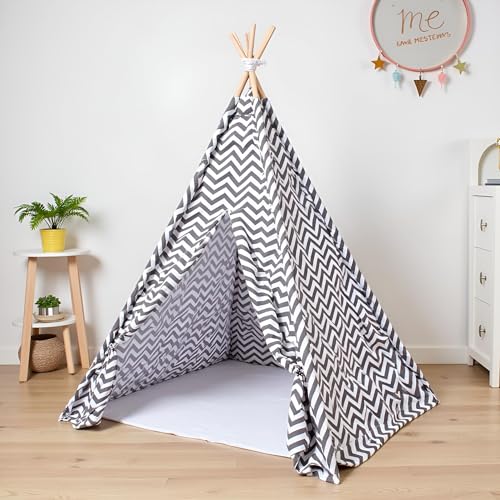 Benebomo Teepee tent voor kinderen, opvouwbare kindertent, speeltent, tipi kindertent, India wigwam tent, tuin, binnen en buiten, cadeau speelhuis voor kinderen (strepen)