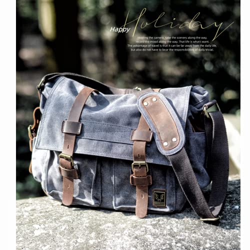 Messenger Bag For Men Canvas Vintage Crossbody Bag Canvas With Leather For Sport And Outdoor2