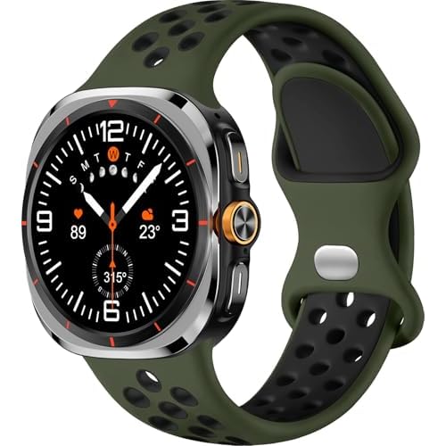 Sport Band for Galaxy Watch Ultra Bands,Compatible with Samsung Watch Ultra Band,Soft Silicone Breathable Waterproof Loop Replacement Strap for Galaxy Ultra Watch Band 47mm for Men Armygreen