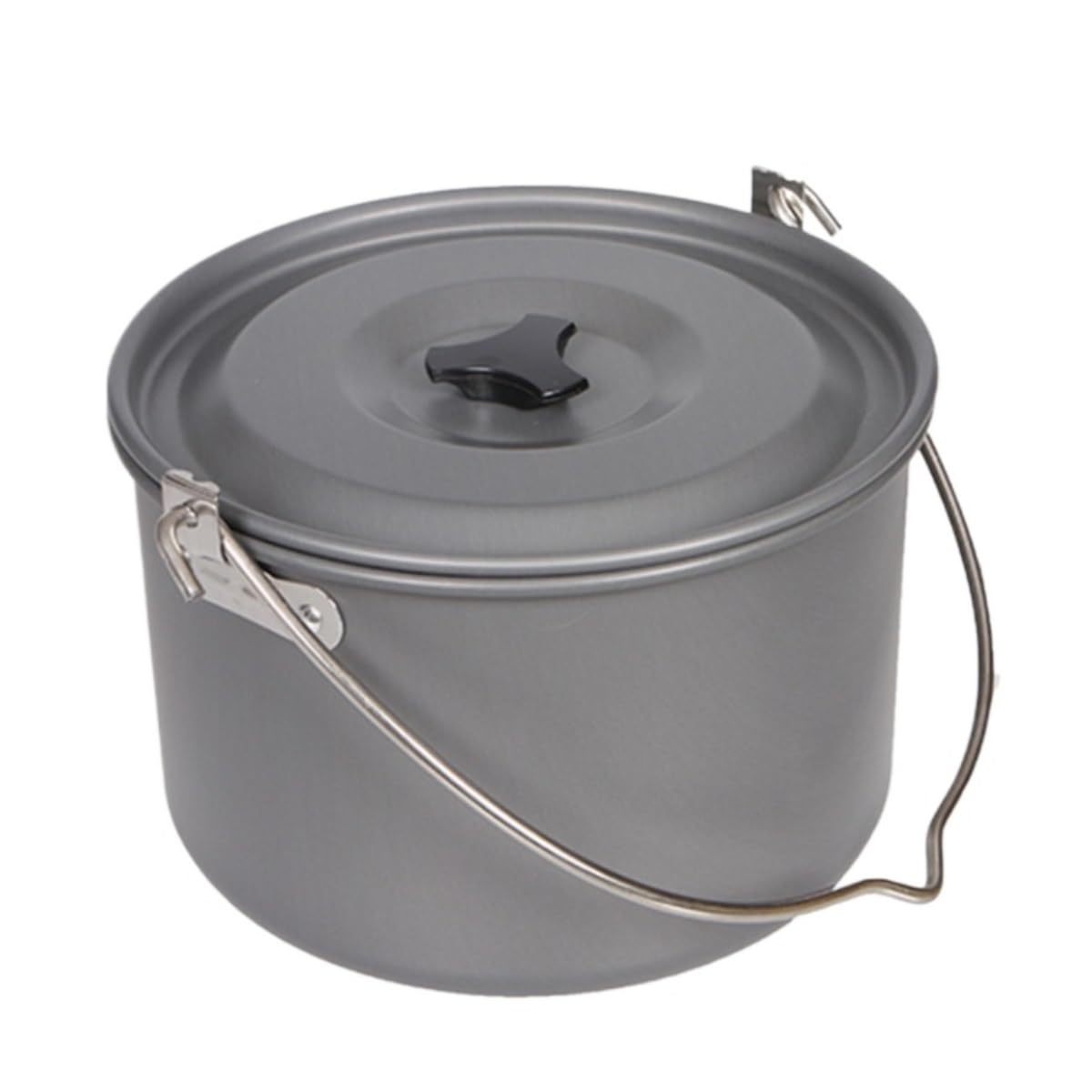 Popote Camping Extérieure Cuisinière De Camping Pique-Nique en Plein Air, Grand Pot Suspendu, Pot Simple De Camping Popote Bivouac(Black)