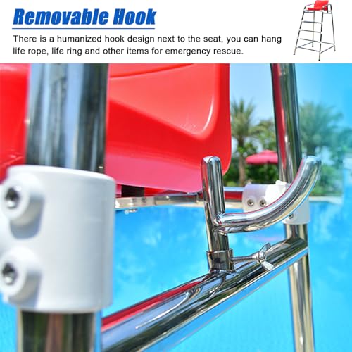 Silla salvavidas piscina acero inoxidable 190 cm roja miniatura 5
