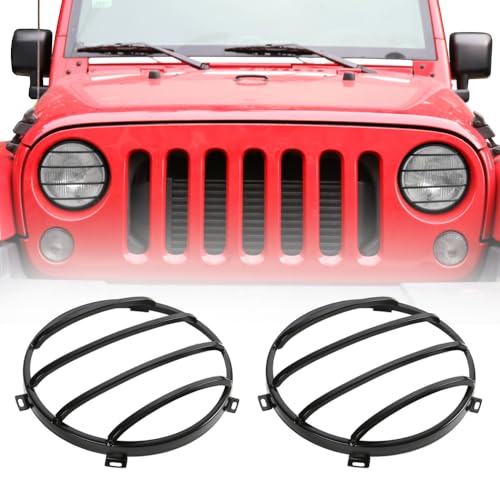 FSYHKJ Front Headlight Guards Trim Protector Cover for Jeep Wrangler JK 2007-2017 Exterior Headlamp Guard Kit Accessories (Black)