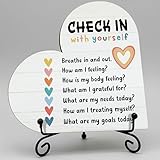 Mental Health Check In Office Decor, Relief Social Psychology Heart Wood Plaque, Mental Health Awareness Desk Decor for Social Worker School Counseling Therapy Office, Motivational Gifts - C14