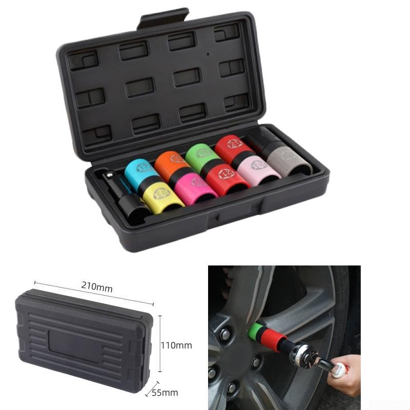 Set Chiavi a per bussola 1/2" per acciaio Cromo Vanadio 6 per Auto e Ruote - Custodia 17-22.5mm