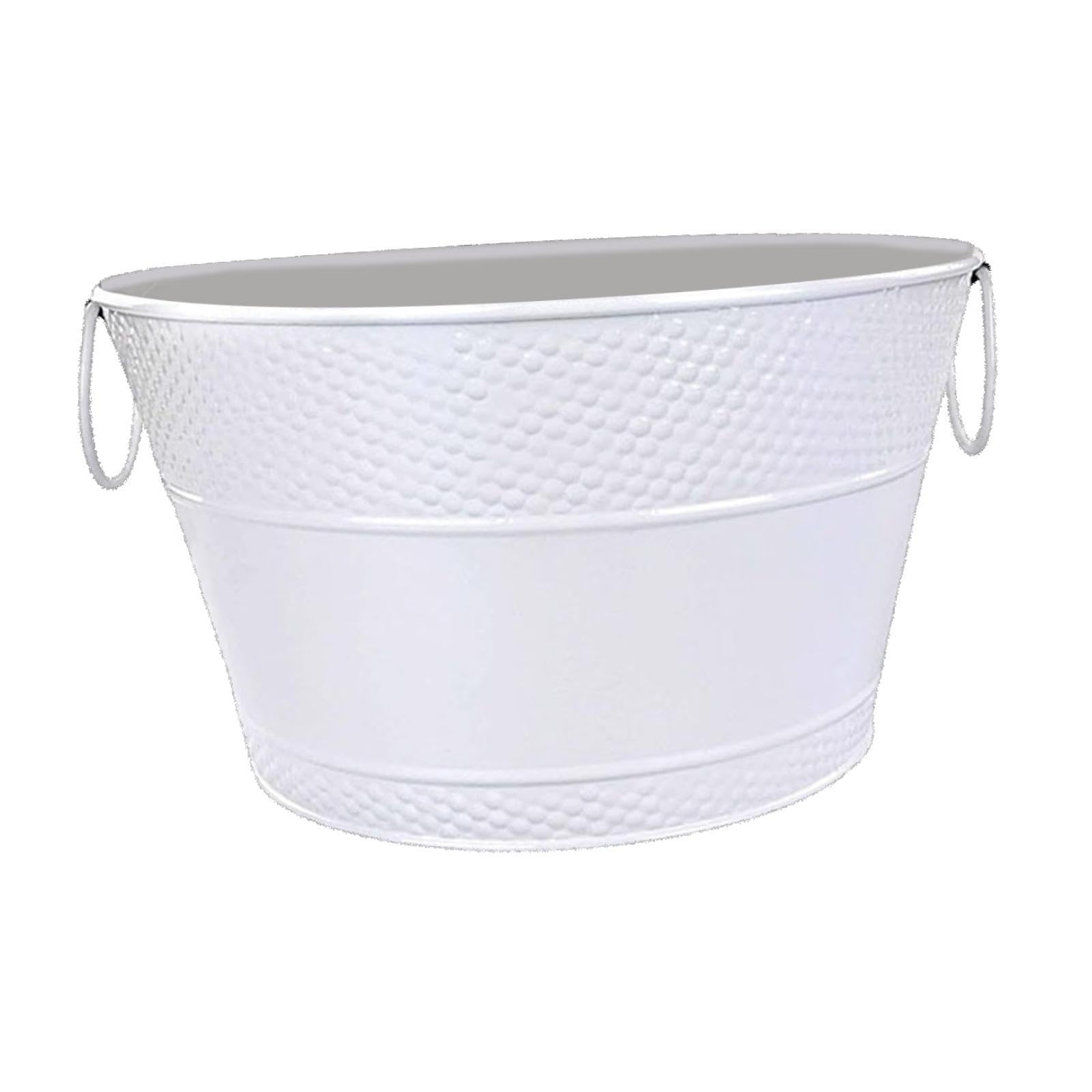 Baoblaze Cubo de hielo, bañera de hierro galvanizado, balde de vino de almacenamiento de bebida de metal portátil rústico para fiesta, champán, hotel, vino, Blanco