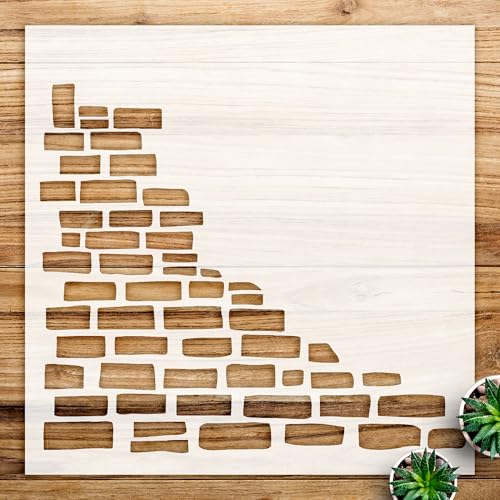 Half Stacked Stone Wall Stencil Pattern for Wood Signs and Home Decor, Reusable Mylar Template for Creative Projects - Size A2 (16.5