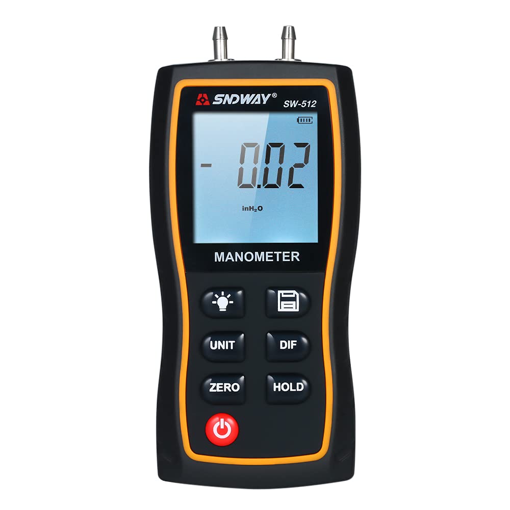 Adium High Precision Differential Manometer Handheld LCD Digital Dual