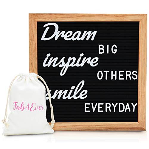 Letter Board with Letters & Cursive Words - Message Board Includes 520 Letters, Words & Oak Frame - Black Felt Board with Letters Has Giftbox Packaging, Wall Mount & Canvas Bag