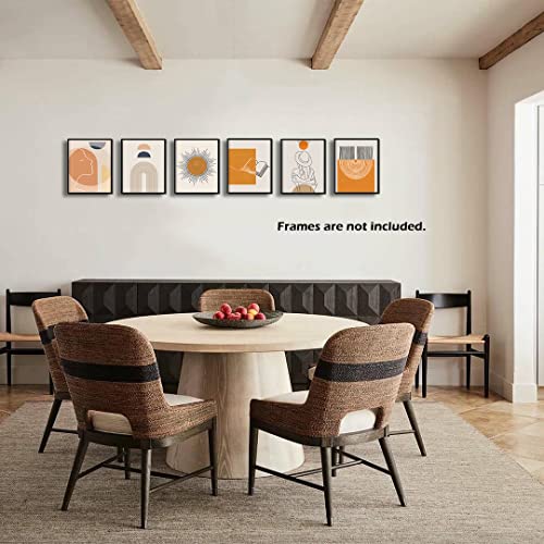 Abstract Line Pictures Unframed Boho Prints - Modern Bohemian Exhibition Wall Art Decoration Unframed 8X10 Inches Orange Elegant Woman Reading Book Paper Posters Artwork For Bedroom Living Room Decor #TOP3