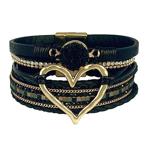 Bracelet cuir femme empilable qui s'attache facilement grâce au fermoir magnétique
