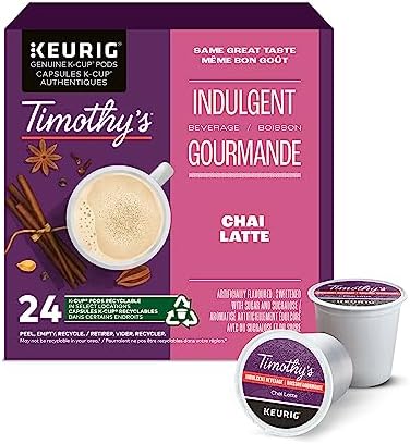 Timothy's Chai Latte K-Cup Coffee Pods, 24 Count For Keurig Coffee Makers