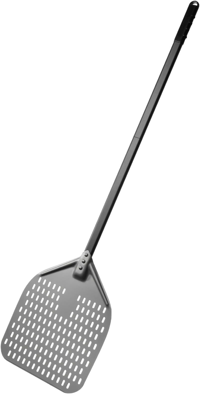 Pizza Turning Peel, 12 x 14 Inch Perforated Pizza Peel, 35 inches Long Handle Pizza Paddle, Professional Lightweight Anodized Aluminum Pizza Spatula