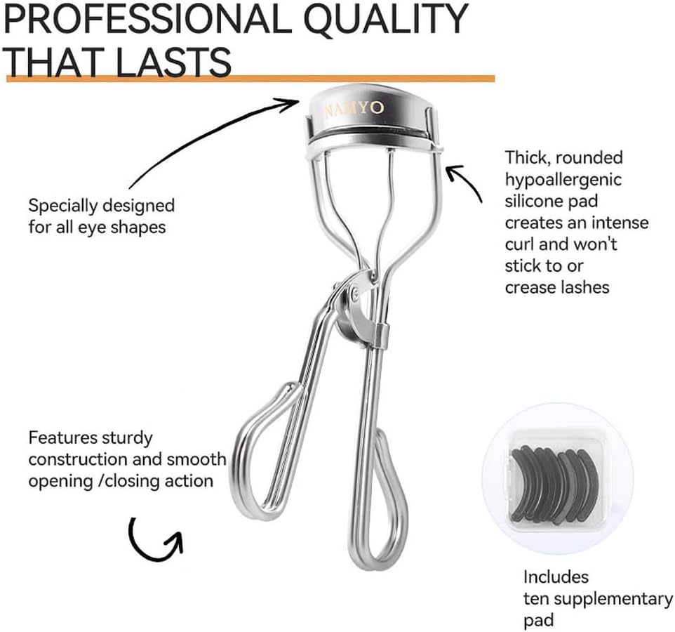 Premium Eyelash Curler, Pearl Silver – Long-Lasting Natural Curl for All Eye Shapes, 5-Year Refill Pads Supply, Satin Travel Pouch & Luxury Gift Box - Image 9