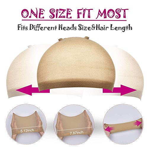 Bamutu 12 Pack Wig Caps Nylon Stocking Wig Caps Stretchy Breathable Wig Cap for Women and Man (6 Pack Black+6 Pack Nude) - Thumbnail 6