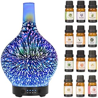 Essential Oil Diffuser 120ml Diffusers for Home 3D Glass Essential Oil Diffusers Cool Mist Aroma Diffuser , Whisper Quiet Humidifier, Waterless Auto Shut-Off for Home Office Yoga SPA