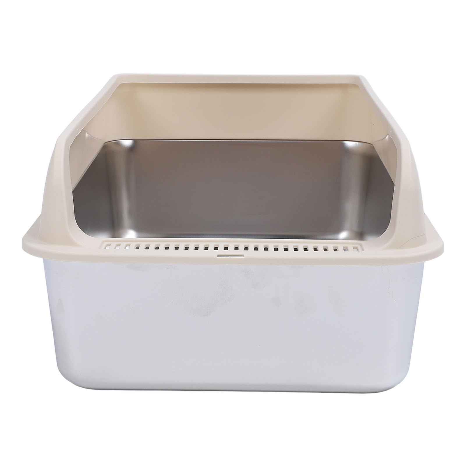 CHICIRIS High Sided Stainless Steel Cat Litter Box with Lid for Easy