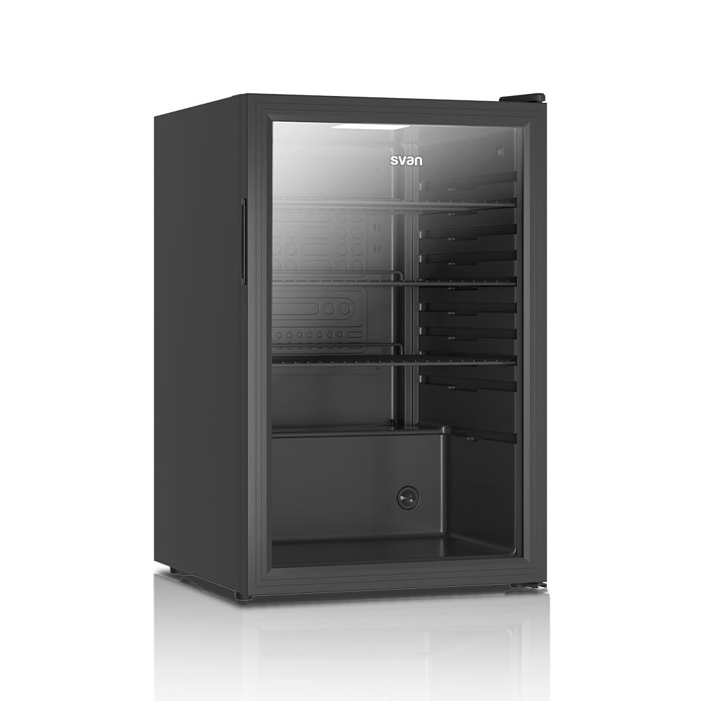 SVAN Frigorífico Refrigerador Horeca Negro SRH855500EN. Capacidad 115 Litros, Puerta Reversible, Bajo Nivel Sonoro, Eficiencia Energética Clase E