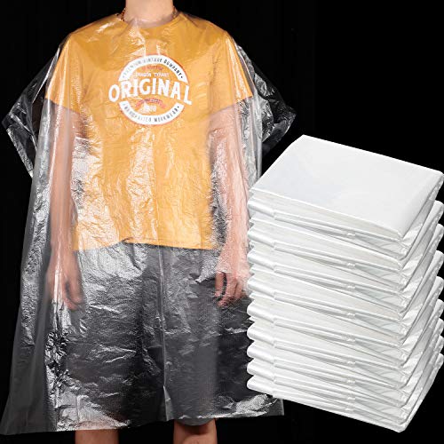 250 Pieces 51.2 x 36.2 Inch Disposable Barber Cape Waterproof Hair Dye Coloring Cape Transparent Salon Hair Cutting Styling Apron Shampoo Cape Barber Hairdressing Cape for Hairdresser, Barber, Salon