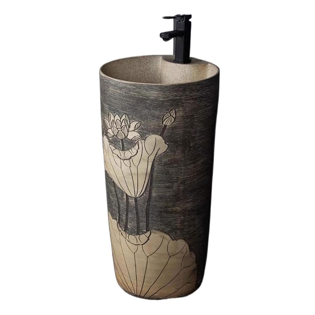 AYCDL Pedestal Sink Corridor Ceramic Pedestal Basin Retro Pedestal Wash Basin Bathroom Integrated Floor-Standing Wash Basin Home Bathroom Pedestal Sink