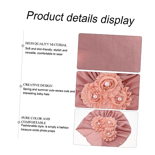 2Pcs Turban Hats Decorative Cotton Headwear for Boys Comfortable Turban Hat for Parties and Daily Wear Wrinkle Resistant Design Pink4