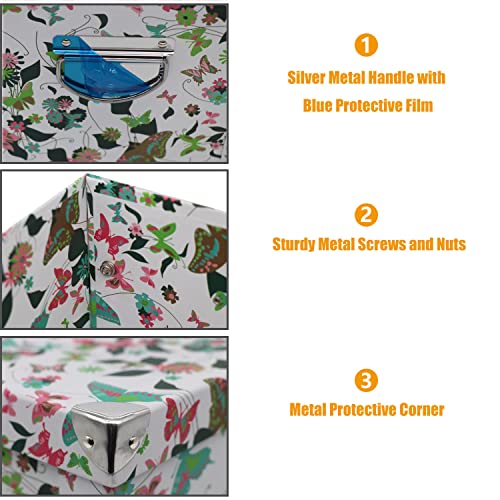 GUOZI Collapsible Storage Box, Decorative Memory box with Lid & Metal Reinforced Corners, Cardboard File Box with Handles, Organizer Gift Box for Keepsake Toy Photos Office Nursery Wardrobe Bookshelf