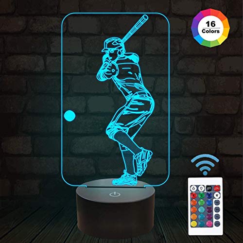 Baseball 3D Night Light, Baseball Sport Gifts Bedside Lamp for Xmas Holiday Birthday